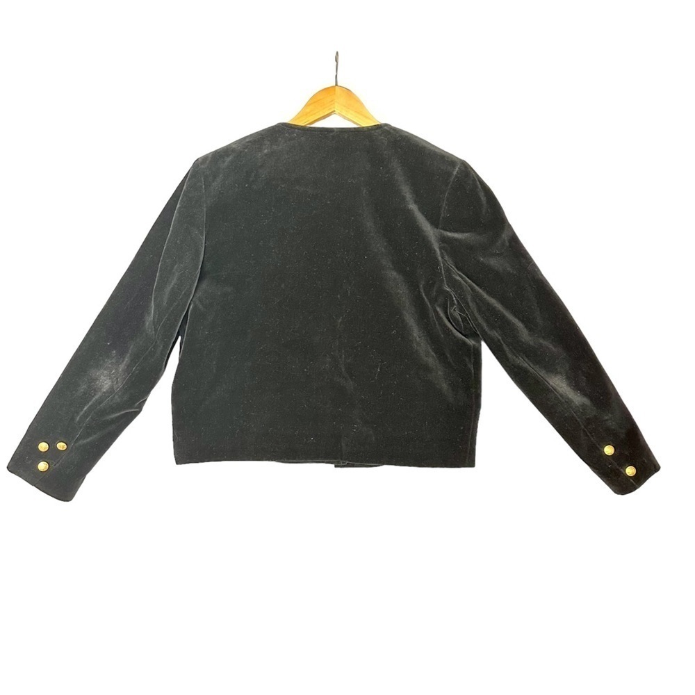 Black Velvet Military Styled Jacket Cotton Made in West Germany - Picture 6 of 9